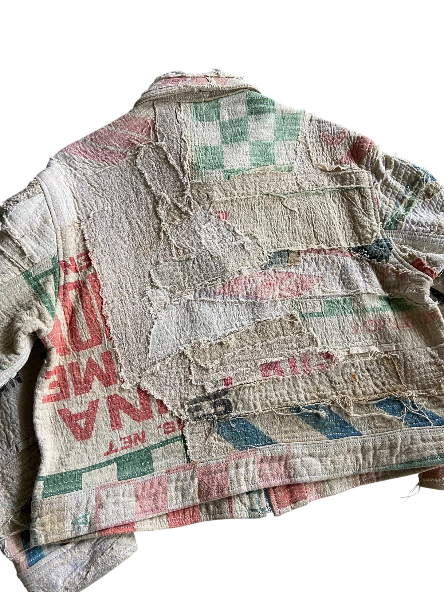 Reworked Cream Crust FeedSack Jacket by david turner Sz M/L
