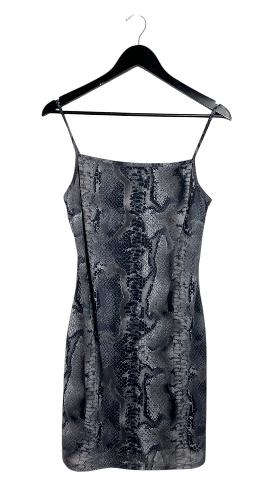 VTG Snake Print Grey Mini Strap Dress Sz M/L