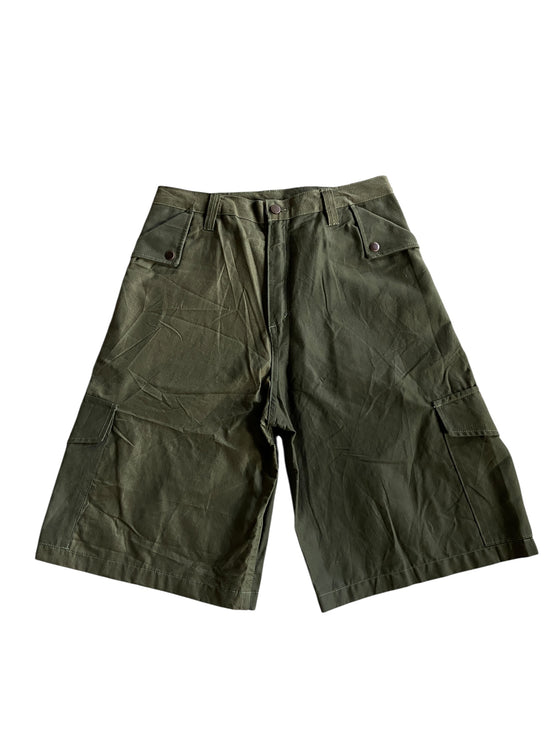 Reworked Military Olive Cargo Shorts by david turner