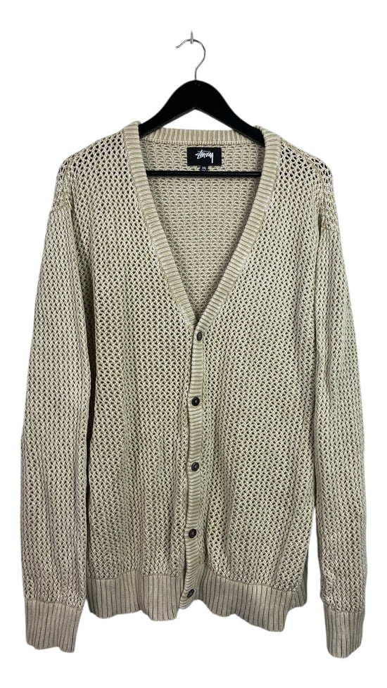 Stussy Cream Knitted Cardigan Sz XXL