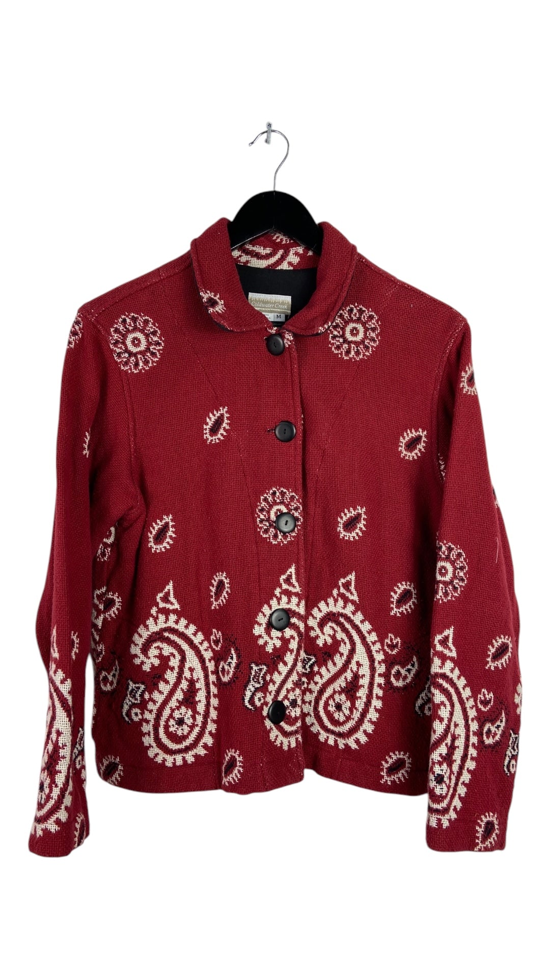 VTG Paisley Red Button Up Jacket Sz Wmns M