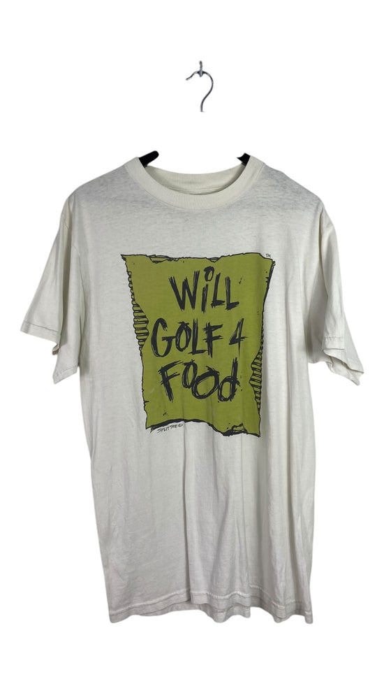 VTG Will Golf 4 Food White Tee Sz L