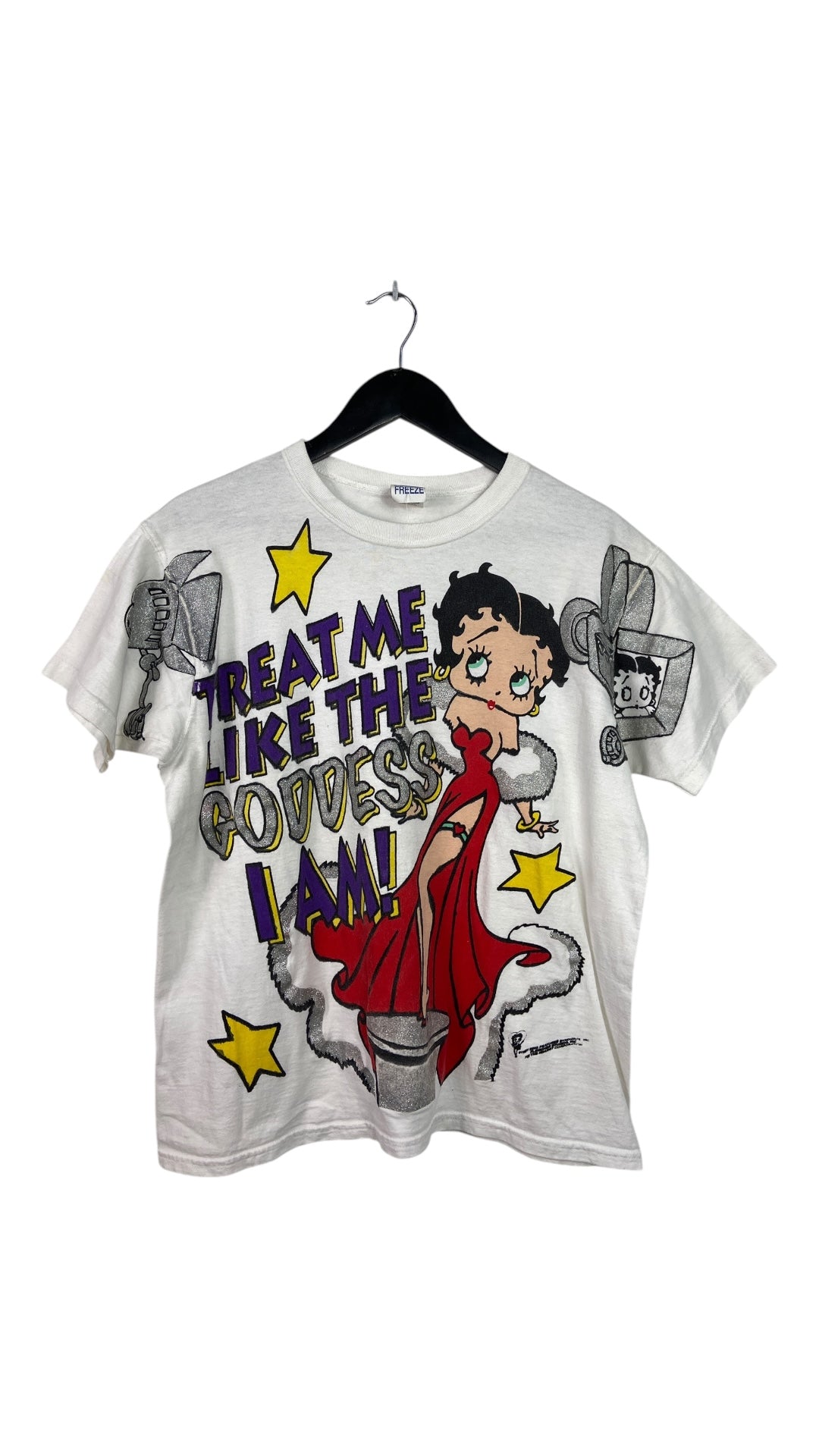 VTG Betty Boop Freeze Treat Me Like The Goddess Tee Sz L
