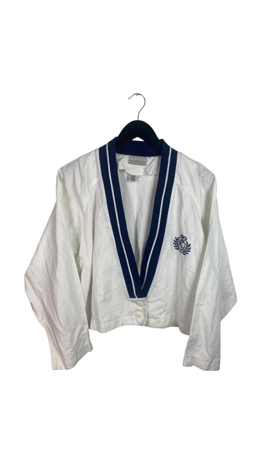 VTG Pete's Sake Emblem Linen Cardigan Sz Wmns M