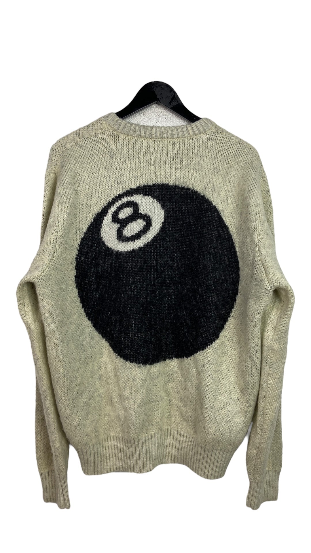 Stussy 8-Ball Brushed Mohair Cream Sweater Sz XL