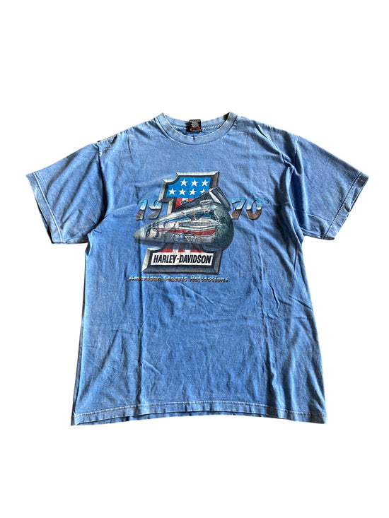 VTG Harley Davidson Bumpus Washed Blue Tee Sz XL