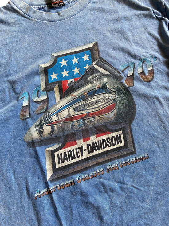 VTG Harley Davidson Bumpus Washed Blue Tee Sz XL