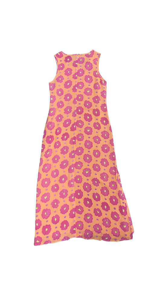 VTG Pink/Purple Floral Maxi Dress Sz M