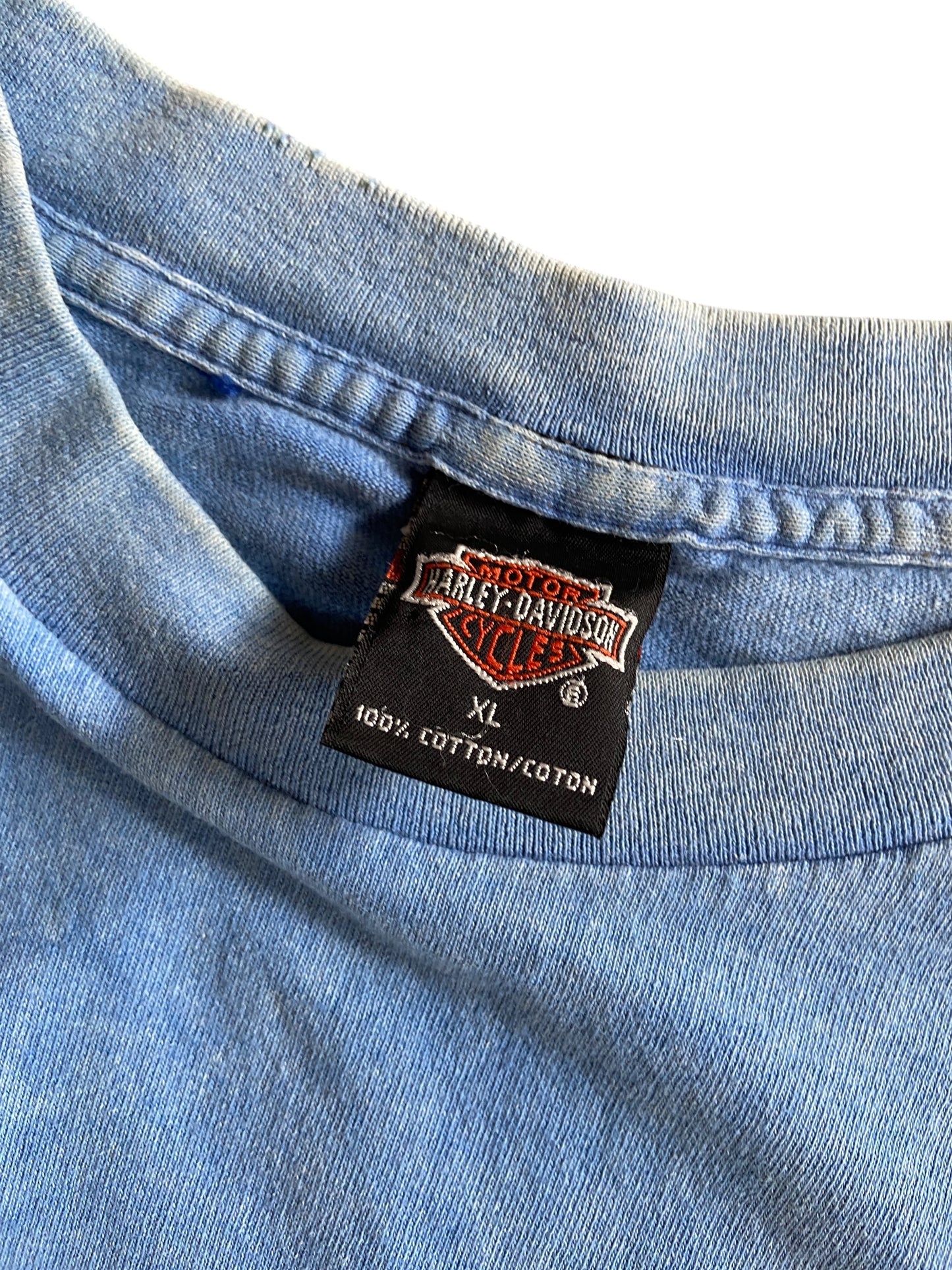VTG Harley Davidson Bumpus Washed Blue Tee Sz XL