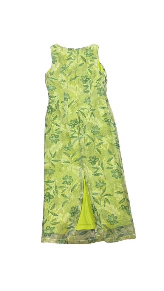 VTG Green Floral Maxi Dress Sz M