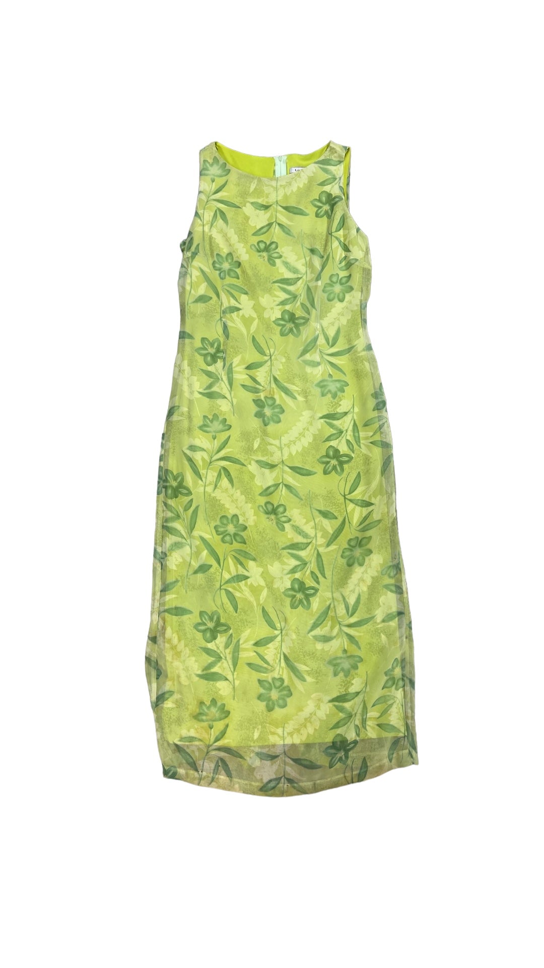 VTG Green Floral Maxi Dress Sz M