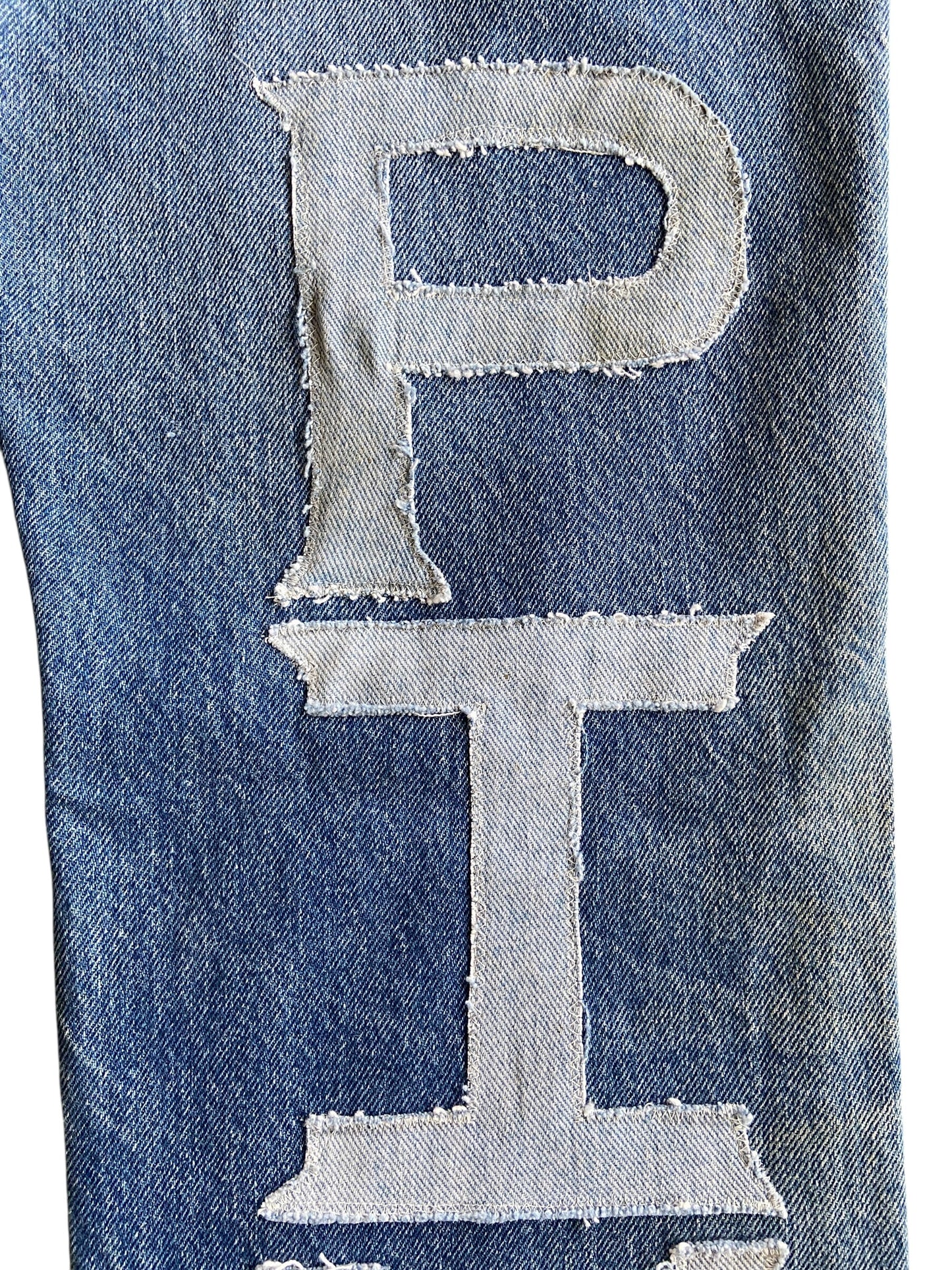 Reworked Muted Pine Denim Jeans by david turner