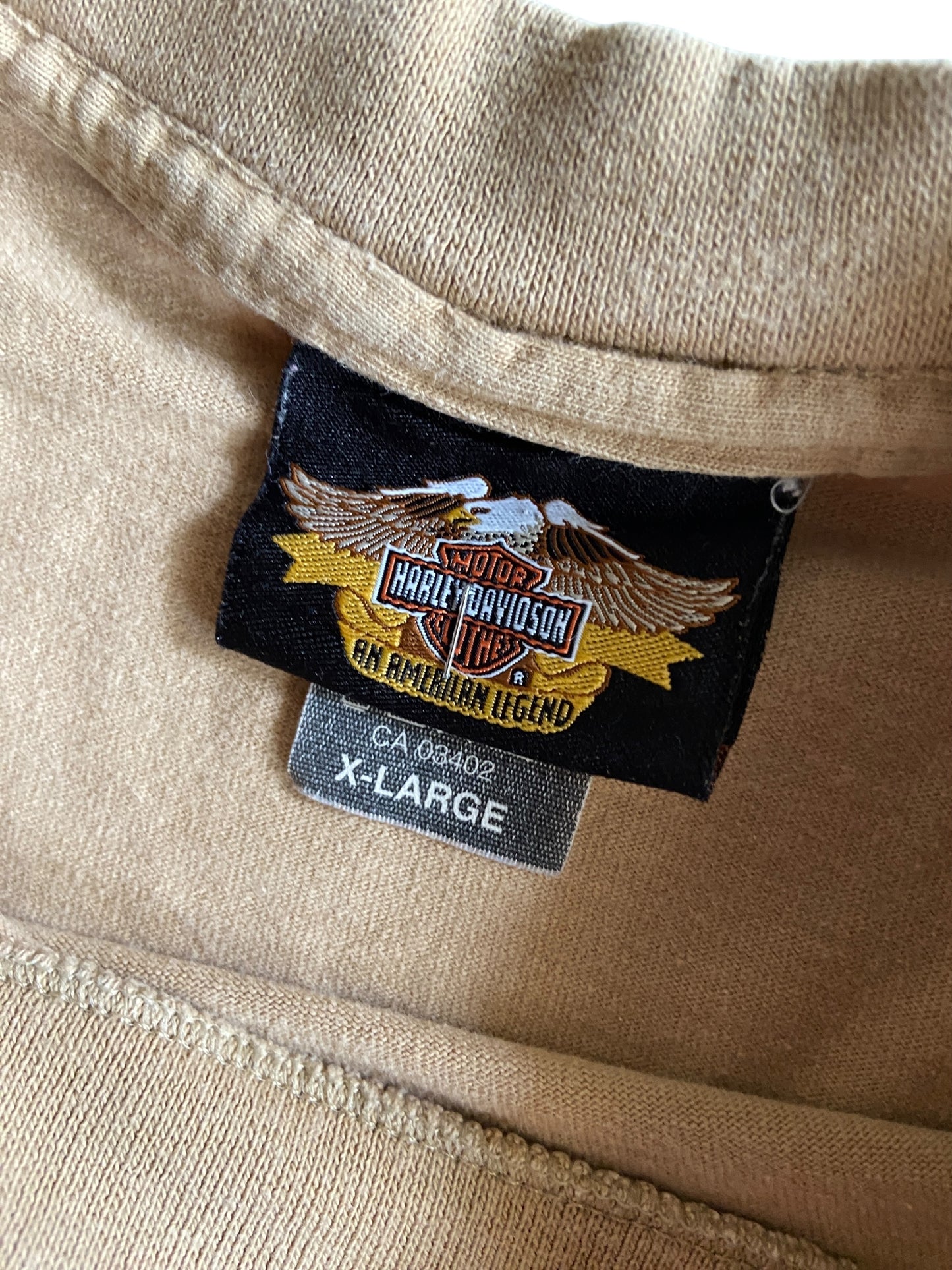 VTG Harley Davidson Milwaukee Tan Tee Sz XL