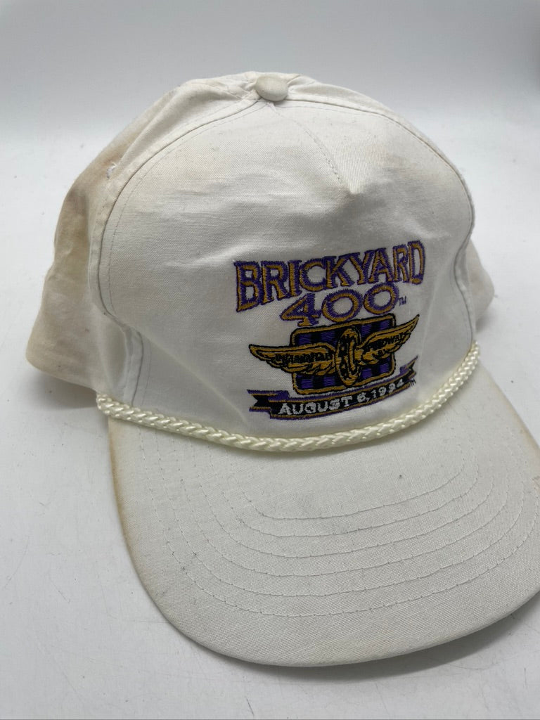 Vtg Brickyard 400 White Snapback