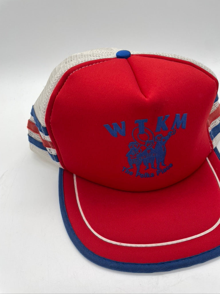 VTG WTKM The Polka Place 3 Stripe Trucker Hat