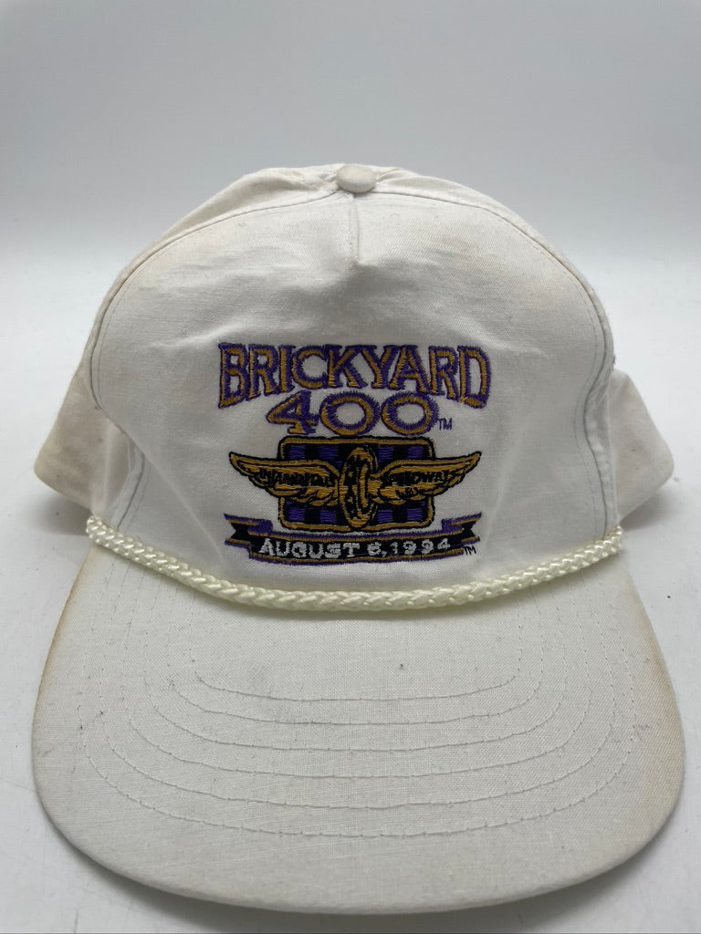 Vtg Brickyard 400 White Snapback