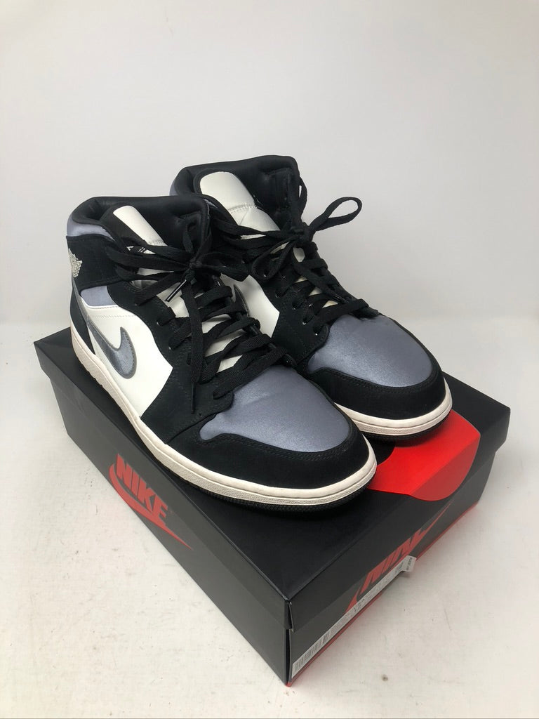 Preowned Jordan 1 Mid Satin Grey Toe sz 13