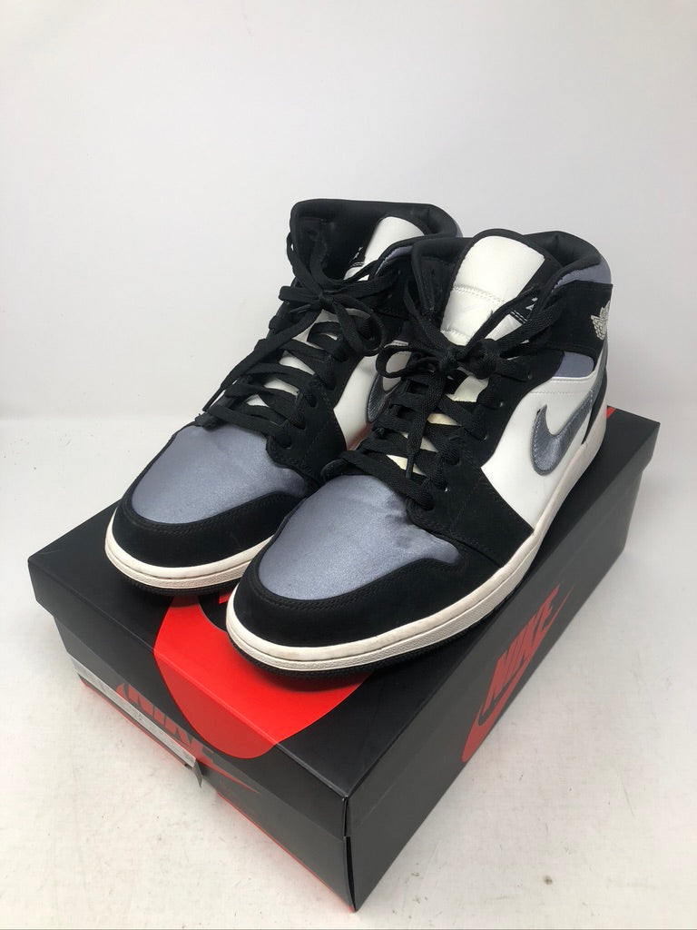 Preowned Jordan 1 Mid Satin Grey Toe sz 13