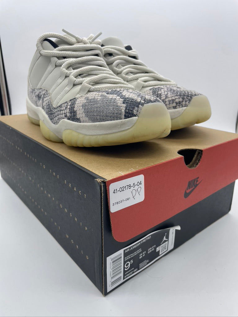 Used Air Jordan 11 Low 'Light Bone Snakeskin' Sz 9.5