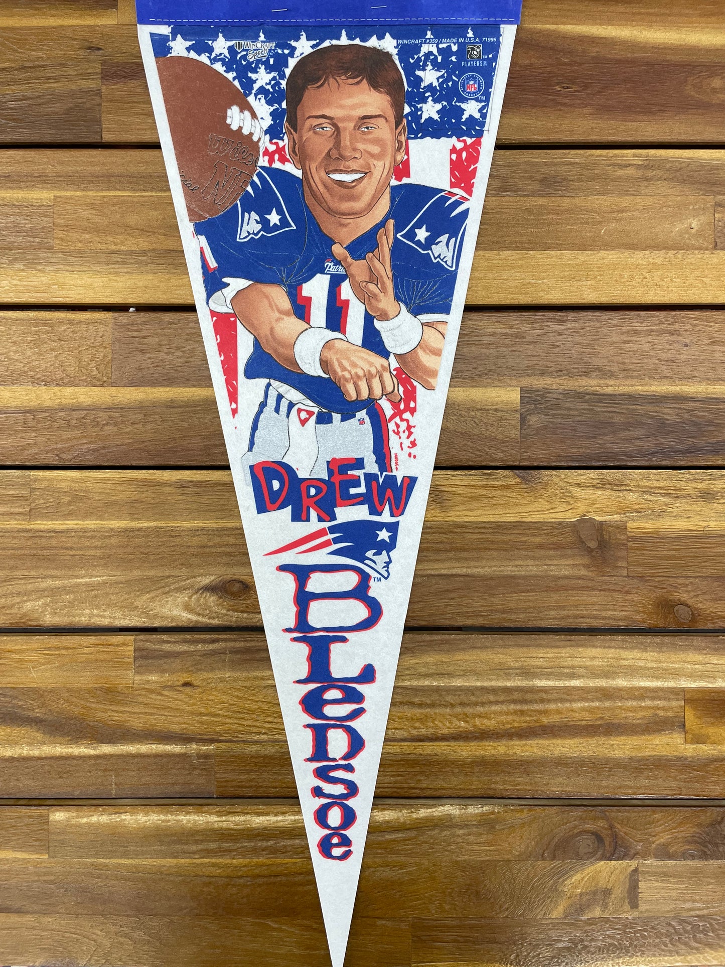 VTG Drew Bledsoe New England Patriots Pennant